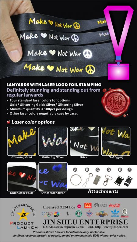 Einmaliger Anbieter von hochwertigen Lanyards mit Laserlogo-Folienprägung