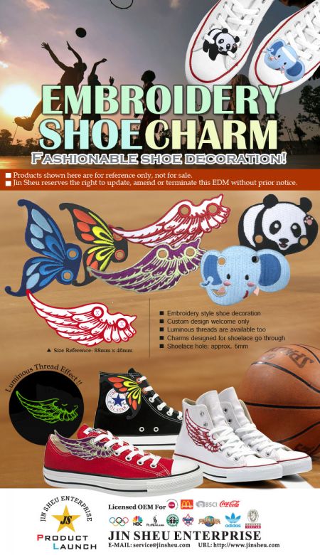 Charms de chaussures en broderie