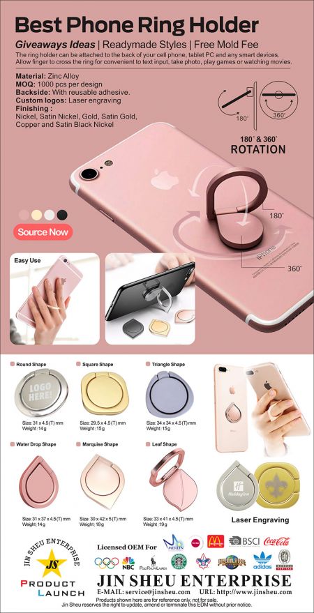 プロモーション用電話指ホルダー - iPhoneリングホルダー、金属製電話リングホルダー