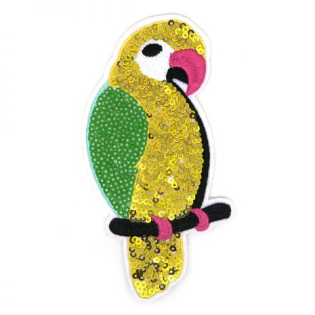 Papegøje Paillet Broderi Patches