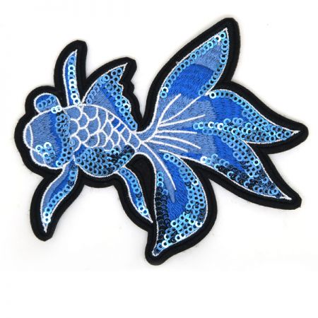 Guld fisk Paillet Applikation broderi patch