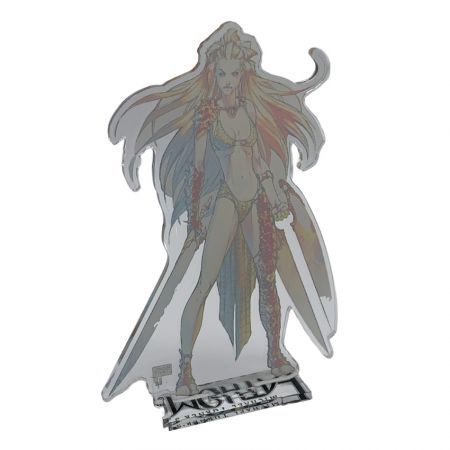 back side view of Fathom character printed acrylic stand