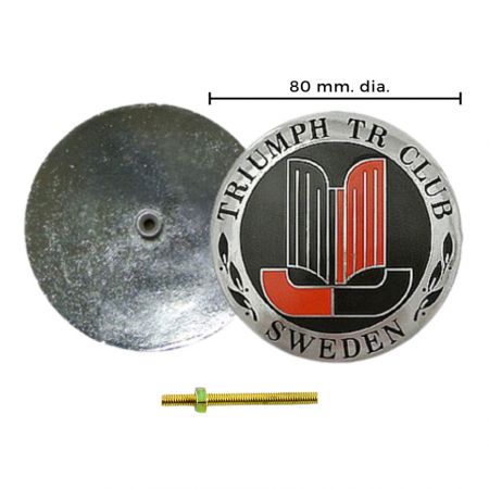 przód i tył emblematu samochodu z nakrętką i słupkiem