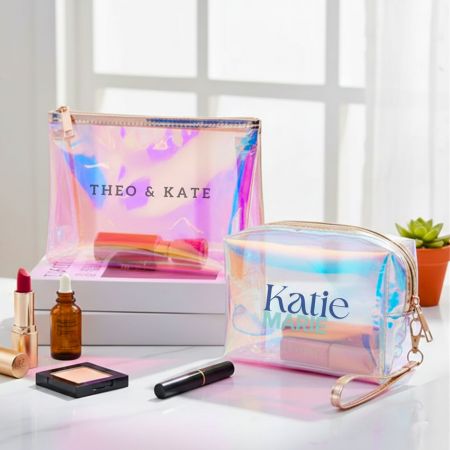 Holographic cosmetic bags with custom printing