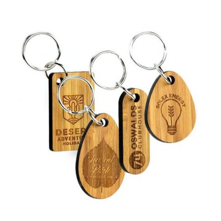 promotionele bamboe merk sleutelhangers