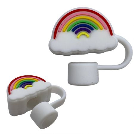 tête de paille personnalisée avec un design de arc-en-ciel