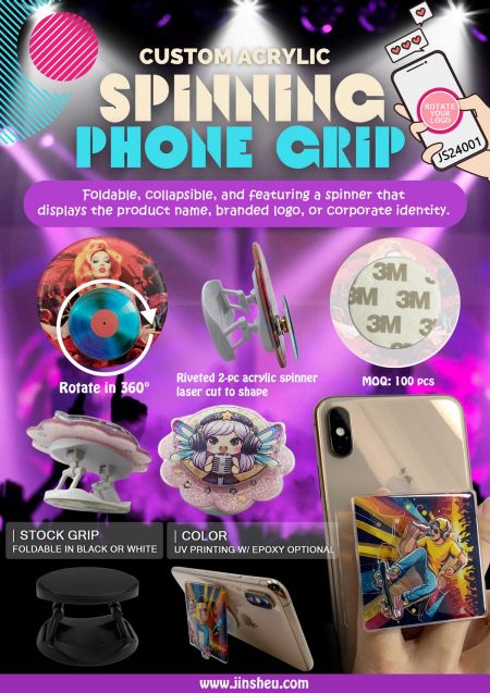 Leaflet - Spinning Acrylic Phone Grip Stand