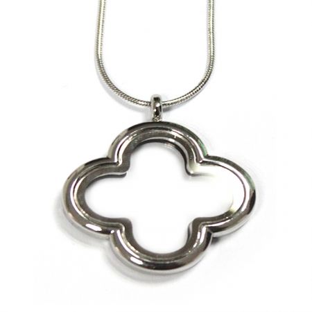 Clover Shape Metal Floating Locket - Clover Shape Metal Floating Locket