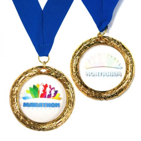 Medaglia in acrilico con cornice a corona d'alloro - Medaglia in Acrilico alloro