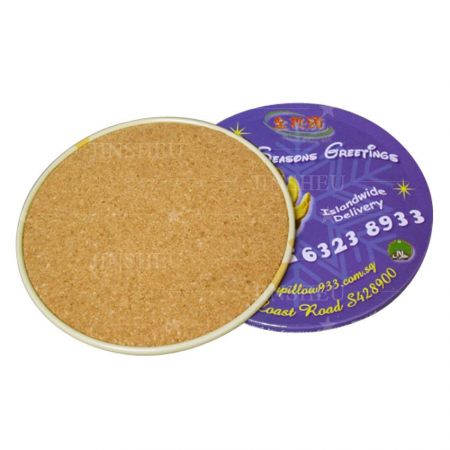 Sottobicchiere rotondo in metallo personalizzato - Sottobicchieri in metallo con retro in sughero personalizzati