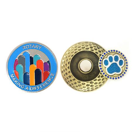Magnetischer Golfballmarker Golf-Challenge-Münzen - Antiker magnetischer Golfballmarker Challenge-Münze
