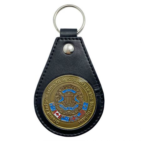 porte-clés en cuir PU pour pièces de défi