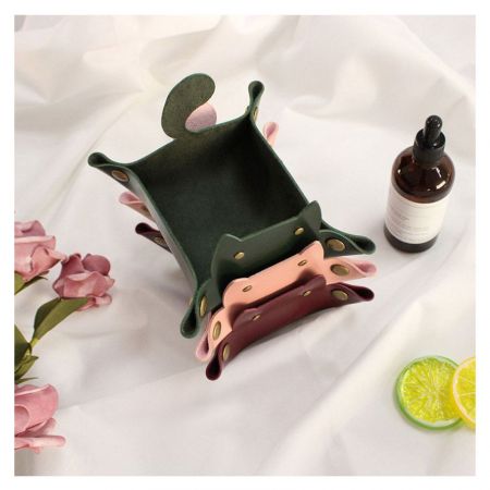 cute cat PU leather trinket trays