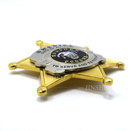 personalized gold plated metal sheriff badge