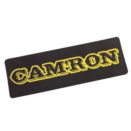 custom leather label with gold foil