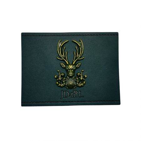 personalized jacket leather label with a metal logo