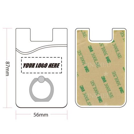 Portacarte per telefono con logo stampato e supporto ad anello - Portacarte in silicone