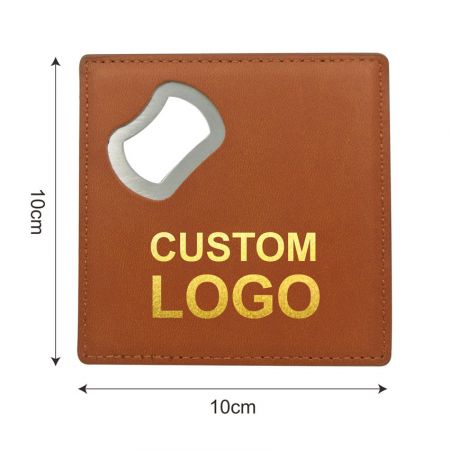sottobicchiere in PU pelle personalizzato con apribottiglie