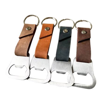 Portachiavi apribottiglie in pelle - apribottiglie per birra con cinturino in pelle personalizzato