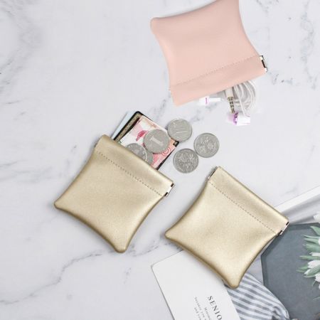 pochettes à pièces carrées en cuir PU de mode personnalisées