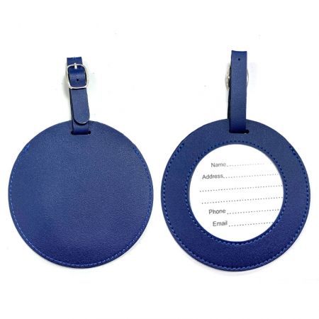 Ronde aangepaste leren bagagetags - aangepaste logo ronde leren bagagetag houder