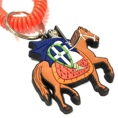 Gepersonaliseerde Paard Ridder Rubber Spiraal Sleutelhanger