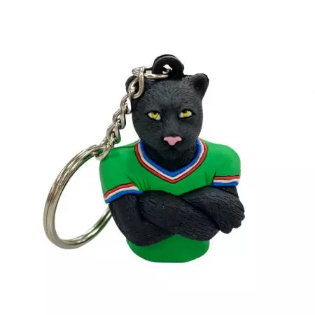fekete párduc figura gumi kulcstartó