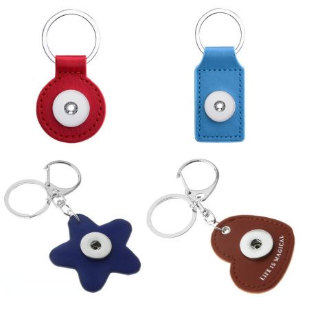 Llavero de joyería con botón a presión personalizado - llaveros de cuero a presión personalizados al por mayor