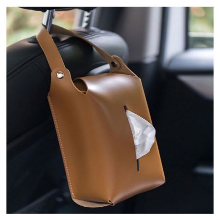 Porta fazzoletti in pelle per sedile auto appeso