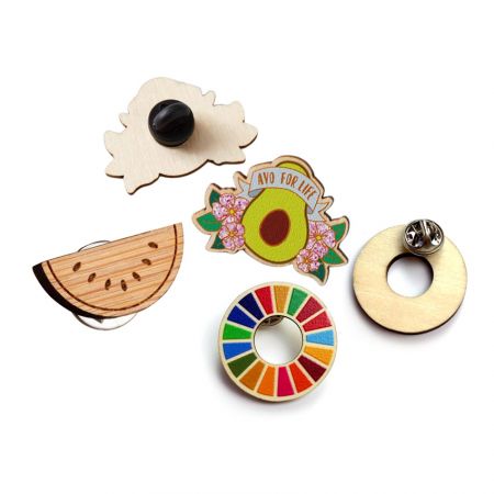 Wooden Lapel Pins - Laser Cut Wooden Lapel Pins