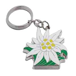 Breloczek z metalu cynkowego - Elegancki breloczek z kwiatami edelweiss