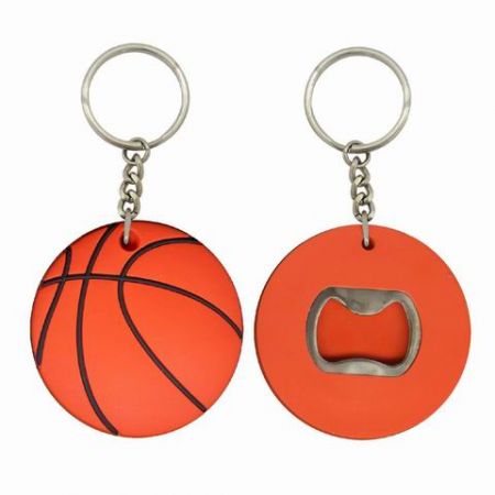 Porte-clés ouvre-bouteille de bière en PVC souple de basketball