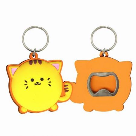 ที่เปิดขวดรูปการ์ตูนแมวพวงกุญแจ - ที่เปิดขวด PVC