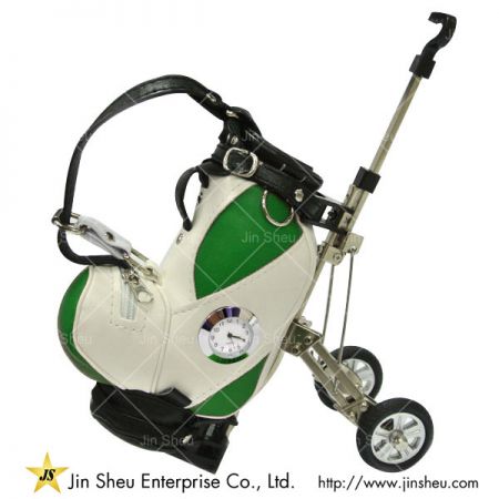 mini golf bag trolley pen holder with clock