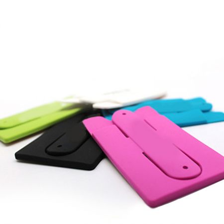 custom logo printed silicone cellphone back card holder