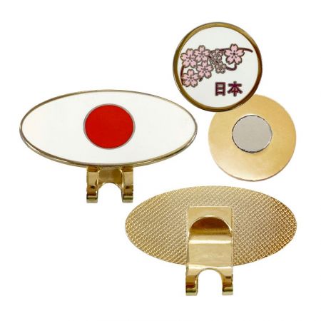 Japansk flag golfhatclips - Japansk Tema Golf Hat Clip