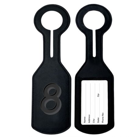 black leather name tag for luggage