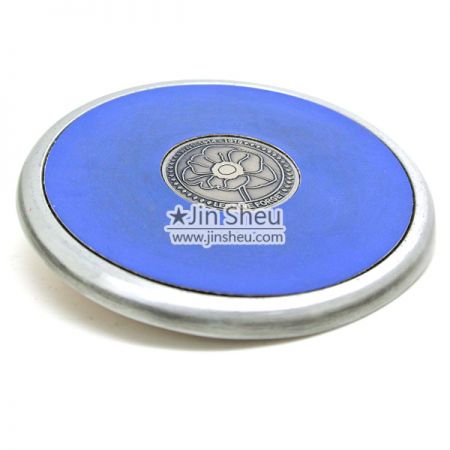Blauer Leder-Metall-Untersetzer