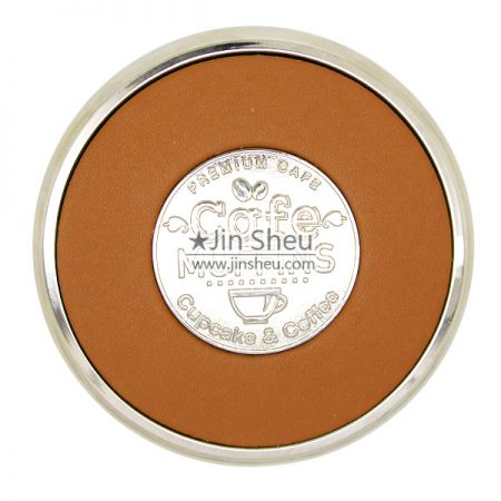 Custom Challenge Coin Cup Coasters - Zinc Alloy coaster with leather