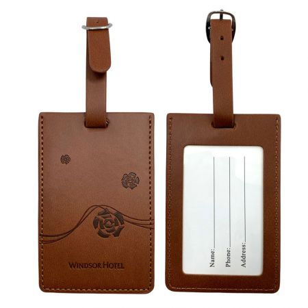Leather away luggage tags with debossed pattern