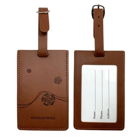 Leather away luggage tags with debossed pattern