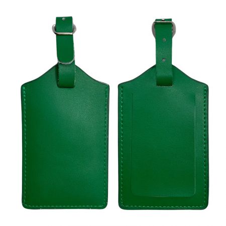 Groene echt leren bagagelabel