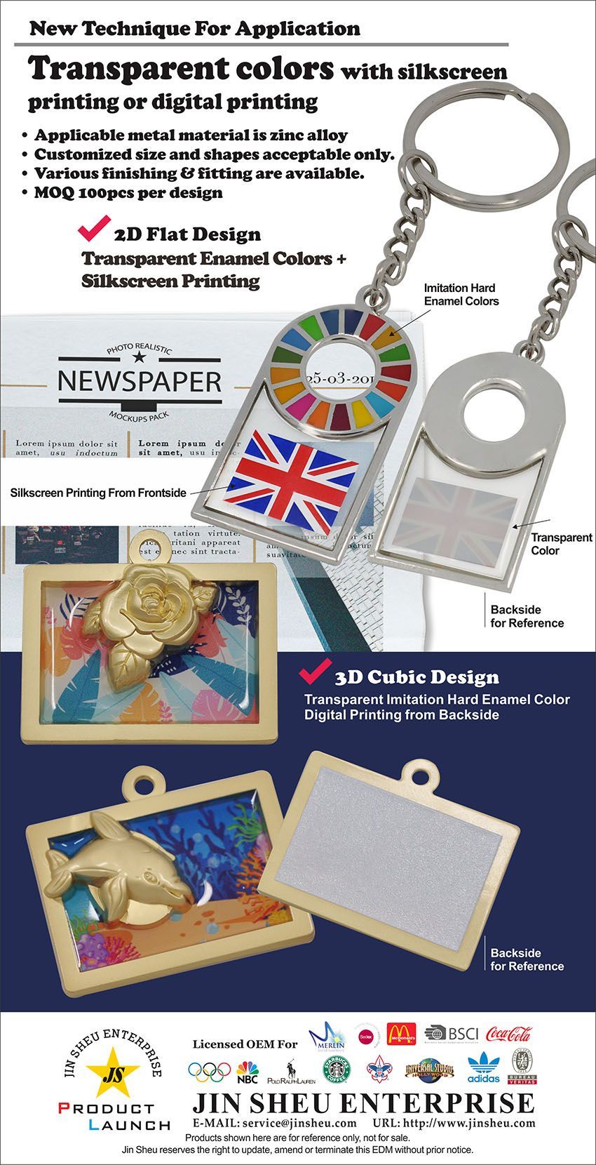 New technique for application. Applicable metal material is zinc alloy.