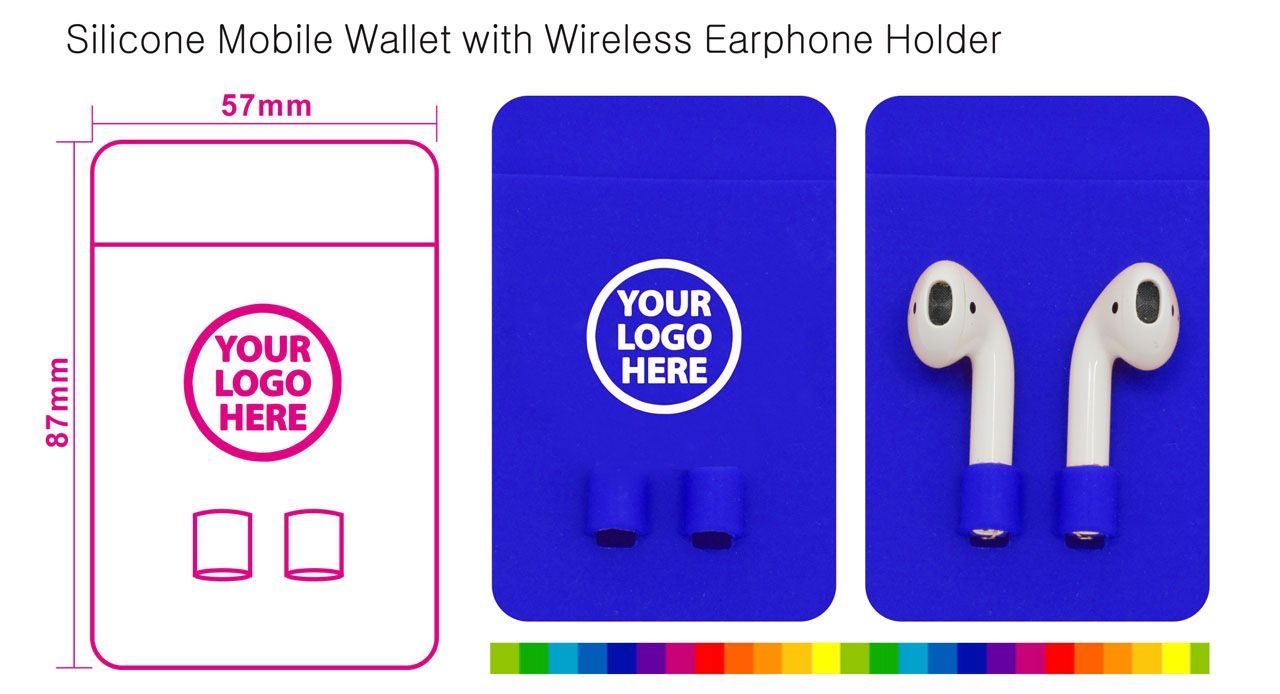 Cellphone Credit Card Holder with Wireless Earphone Holder