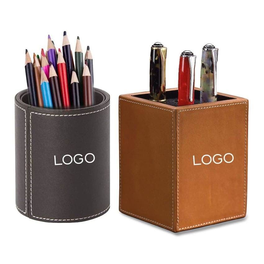 Werbung für Kunstleder-Stifthalter mit individuellem Logo