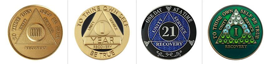 NA Sobriety Chips with Various Finishes