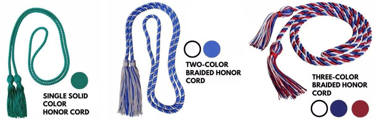 SINGLE Solid Color Multicolor Honor Cords