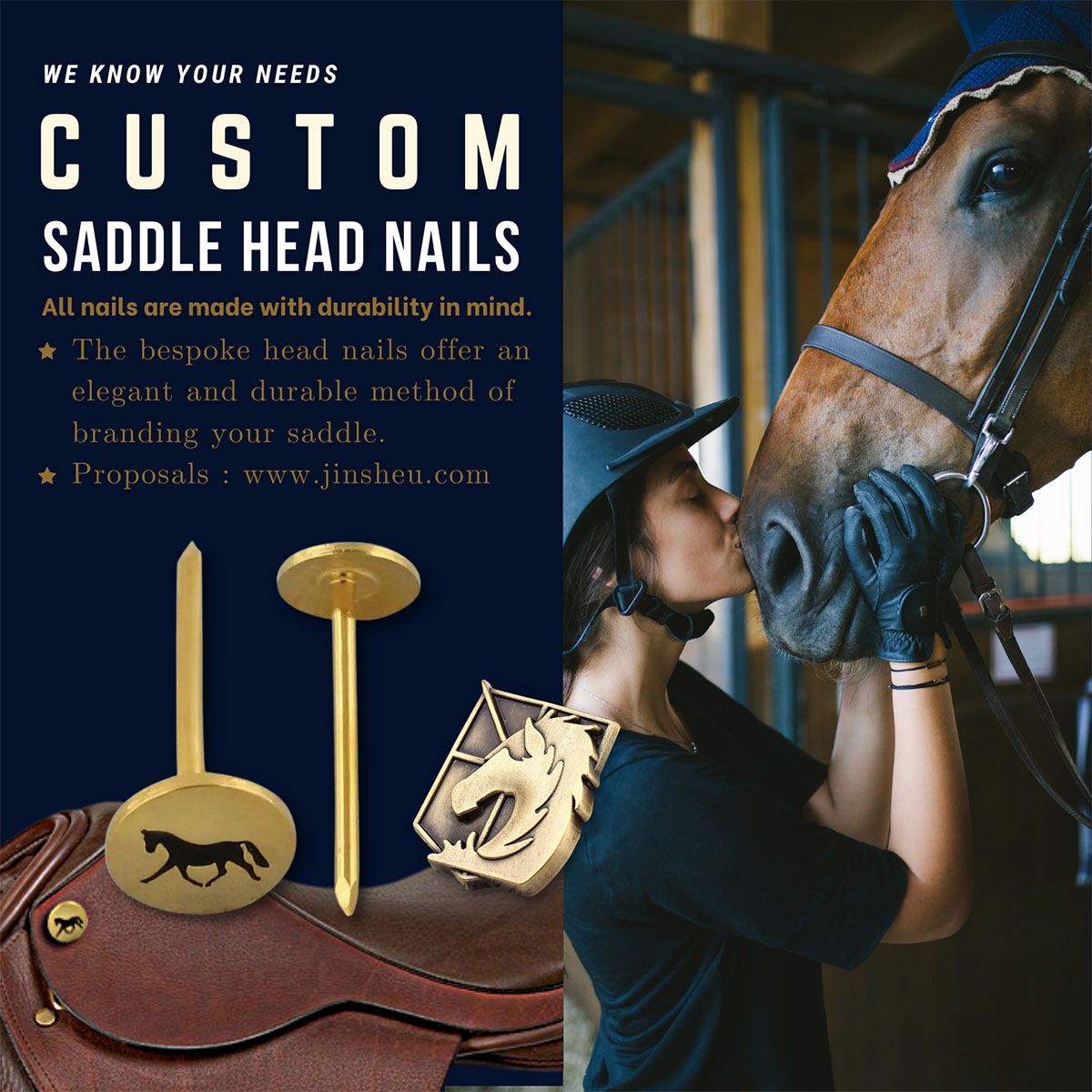 カスタム真鍮製の金属製の釘は、どんな馬好きにも印象を与えること間違いなしです。