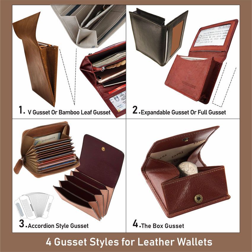4 gusset styles for leather wallets