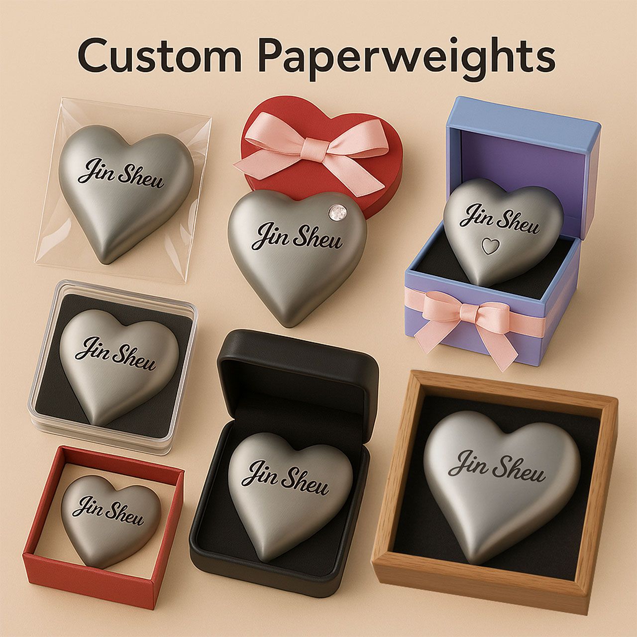 Paperweight Custom Custom Heart Paperweight | Personalized Metal & Silicone Promotional ...